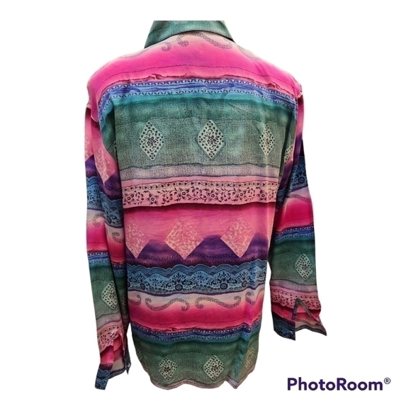 Vtg Corey B Silk shirt oversized tunic - Picture 2 of 8